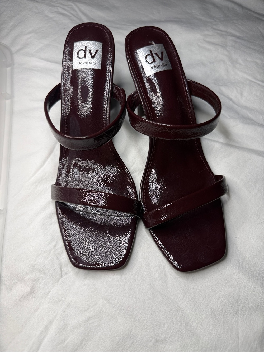 NWOT Dolce Vita Patent Burgundy Double-Strap Slide Heels